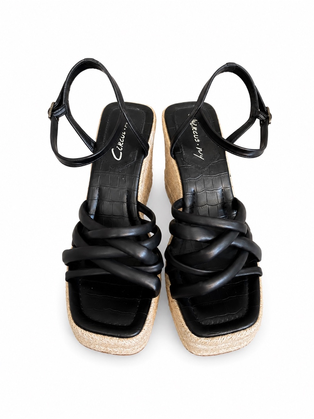 Circus by Sam Edelman Black Platform Espadrille Wedge Sandals NEW - Picture 6 of 6